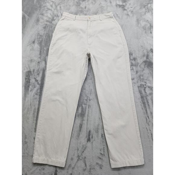 Lands End High Rise Tapered Chino Pant Size 10 Beige Cotton Casual Office Preppy - Picture 1 of 11